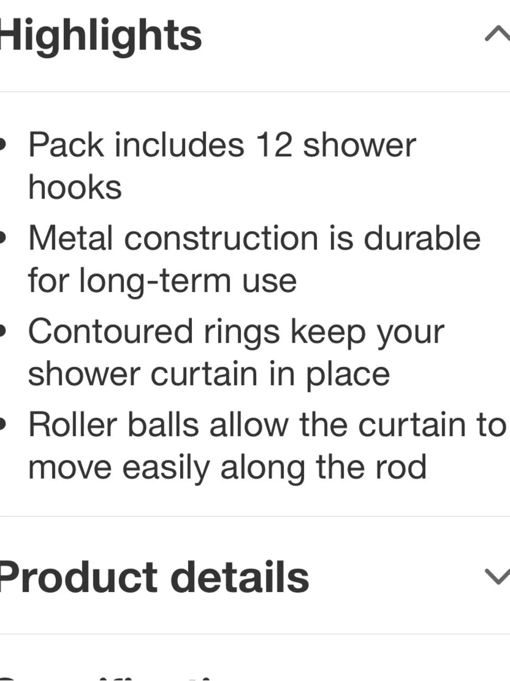 THRESHOLD NWT 12pc v Hook Shower Curtain Rings -Chrome
